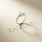 1.20 Ct Pear Cut Moissanite Leaf Accent Ring for Women White