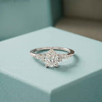 1.20 Ct Pear Cut Moissanite Leaf Accent Ring for Women White