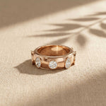 2.35 Ct Round Cut Moissanite Bezel Station Band Ring