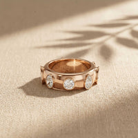 2.35 Ct Round Cut Moissanite Bezel Station Band Ring