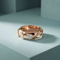 2.35 Ct Round Cut Moissanite Bezel Station Band Ring