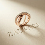 1.10 Ct Round Cut Moissanite Criss-Cross Pavé Wrap Ring