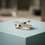 1.10 Ct Round Cut Moissanite Criss-Cross Pavé Wrap Ring