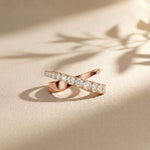 1.10 Ct Round Cut Moissanite Criss-Cross Pavé Wrap Ring