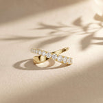 1.10 Ct Round Cut Moissanite Criss-Cross Pavé Wrap Ring