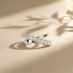 1.10 Ct Round Cut Moissanite Criss-Cross Pavé Wrap Ring