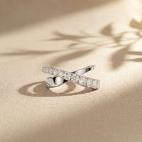 1.10 Ct Round Cut Moissanite Criss-Cross Pavé Wrap Ring