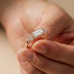 0.20 Ct Baguette Cut Moissanite Minimalist Bar Ring