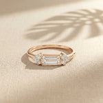 0.20 Ct Baguette Cut Moissanite Minimalist Bar Ring