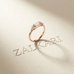 0.20 Ct Baguette Cut Moissanite Minimalist Bar Ring
