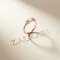 0.20 Ct Baguette Cut Moissanite Minimalist Bar Ring
