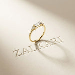 0.20 Ct Baguette Cut Moissanite Minimalist Bar Ring
