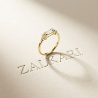 0.20 Ct Baguette Cut Moissanite Minimalist Bar Ring