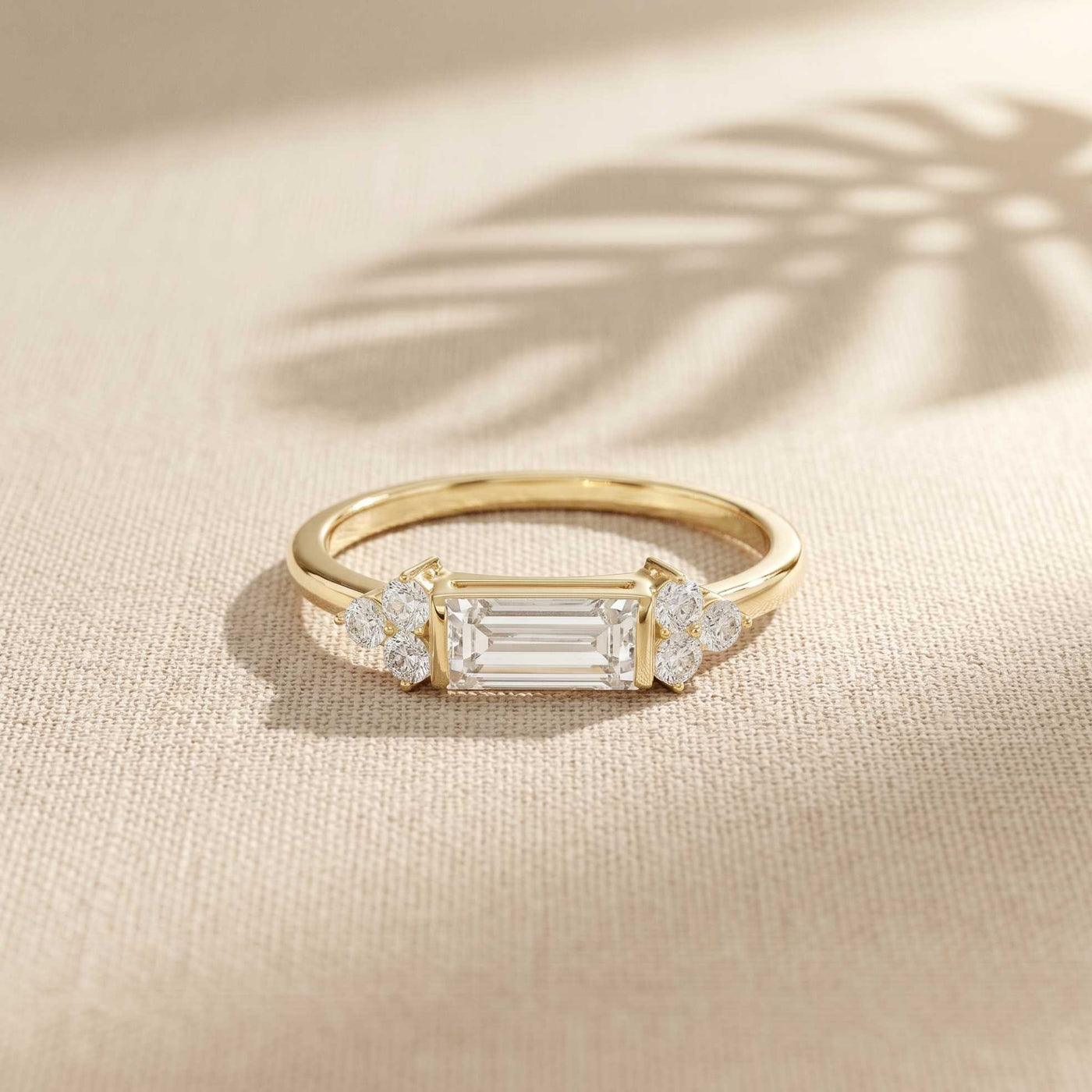 0.20 Ct Baguette Cut Moissanite Minimalist Bar Ring