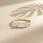 0.20 Ct Baguette Cut Moissanite Minimalist Bar Ring