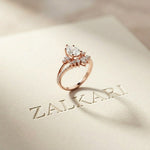 2.05 Ct Pear Cut Moissanite Blossom Crown Ring