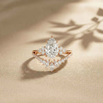 2.05 Ct Pear Cut Moissanite Blossom Crown Ring