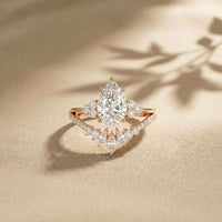 2.05 Ct Pear Cut Moissanite Blossom Crown Ring