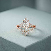 2.05 Ct Pear Cut Moissanite Blossom Crown Ring