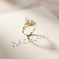 2.05 Ct Pear Cut Moissanite Blossom Crown Ring