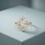 2.05 Ct Pear Cut Moissanite Blossom Crown Ring