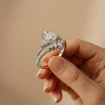 2.05 Ct Pear Cut Moissanite Blossom Crown Ring