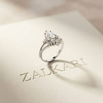 2.05 Ct Pear Cut Moissanite Blossom Crown Ring
