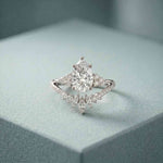 2.05 Ct Pear Cut Moissanite Blossom Crown Ring