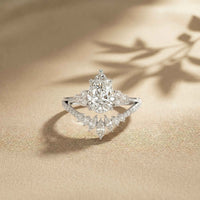 2.05 Ct Pear Cut Moissanite Blossom Crown Ring