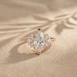 1.85 Ct Marquise Cut Moissanite Floral Bloom Engagement Ring