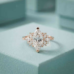 1.85 Ct Marquise Cut Moissanite Floral Bloom Engagement Ring