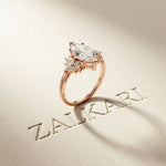 1.85 Ct Marquise Cut Moissanite Floral Bloom Engagement Ring