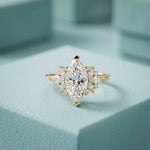 1.85 Ct Marquise Cut Moissanite Floral Bloom Engagement Ring