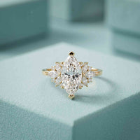 1.85 Ct Marquise Cut Moissanite Floral Bloom Engagement Ring