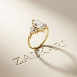 1.85 Ct Marquise Cut Moissanite Floral Bloom Engagement Ring