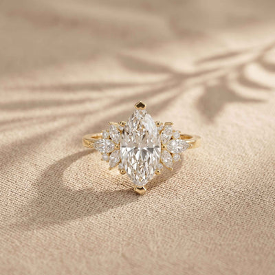 1.85 Ct Marquise Cut Moissanite Floral Bloom Engagement Ring