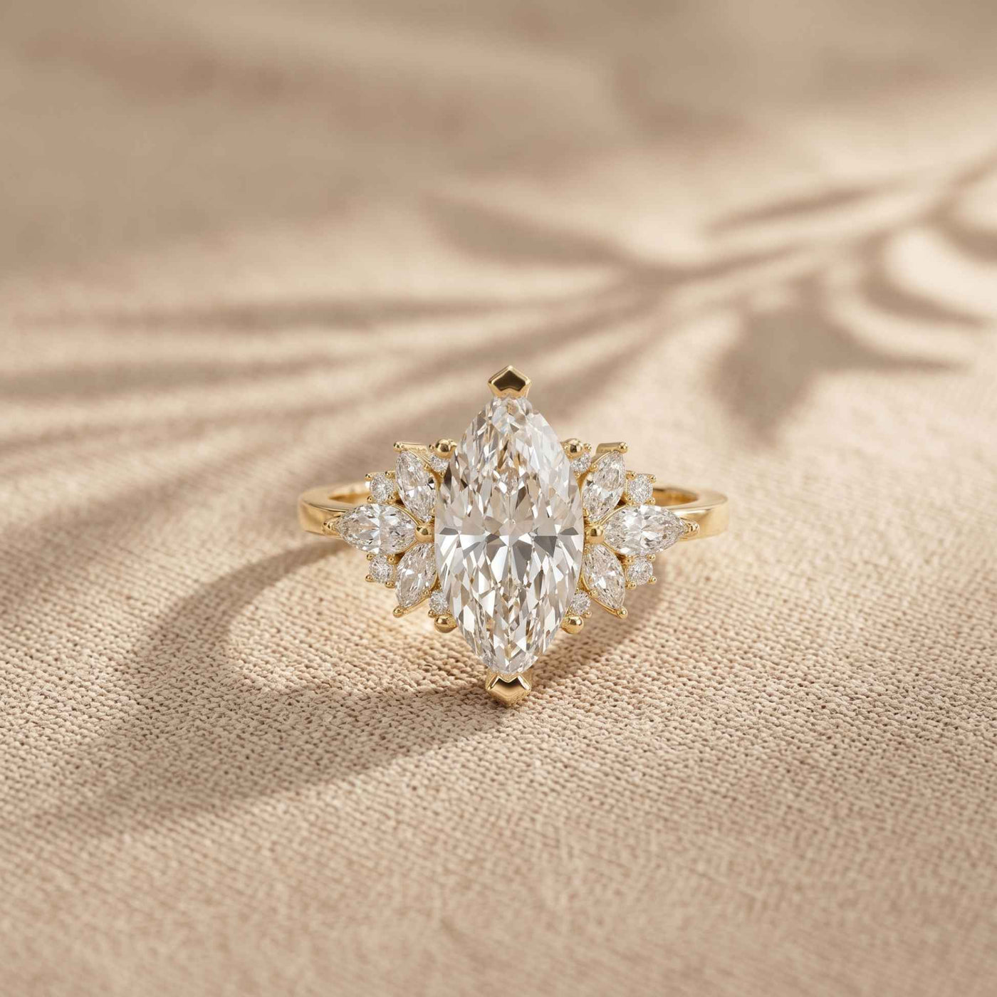 1.85 Ct Marquise Cut Moissanite Floral Bloom Engagement Ring