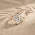 1.85 Ct Marquise Cut Moissanite Floral Bloom Engagement Ring