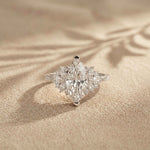 1.85 Ct Marquise Cut Moissanite Floral Bloom Engagement Ring
