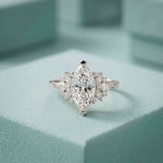 1.85 Ct Marquise Cut Moissanite Floral Bloom Engagement Ring