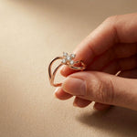 0.25 Ct Round Cut Moissanite Open Floral Wave Ring