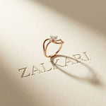 0.25 Ct Round Cut Moissanite Open Floral Wave Ring
