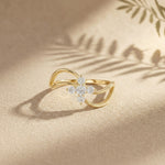 0.25 Ct Round Cut Moissanite Open Floral Wave Ring