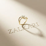 0.25 Ct Round Cut Moissanite Open Floral Wave Ring