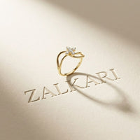 0.25 Ct Round Cut Moissanite Open Floral Wave Ring