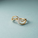 0.25 Ct Round Cut Moissanite Open Floral Wave Ring