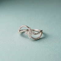 0.25 Ct Round Cut Moissanite Open Floral Wave Ring