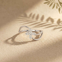 0.25 Ct Round Cut Moissanite Open Floral Wave Ring
