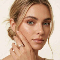 0.90 Ct Pear & Round Cut Moissanite Bypass Toi et Moi Ring