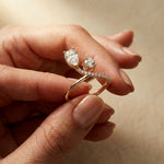 0.90 Ct Pear & Round Cut Moissanite Bypass Toi et Moi Ring